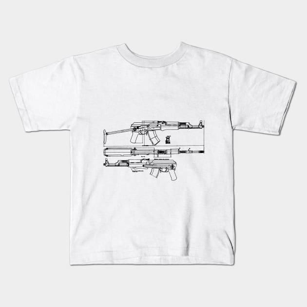 Kalashnikov AK47 Kids T-Shirt by WellRed